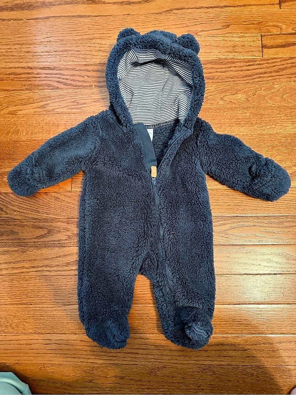 Carter's Baby Bear Sherpa Jumpsuit Baby NB Blue Footie